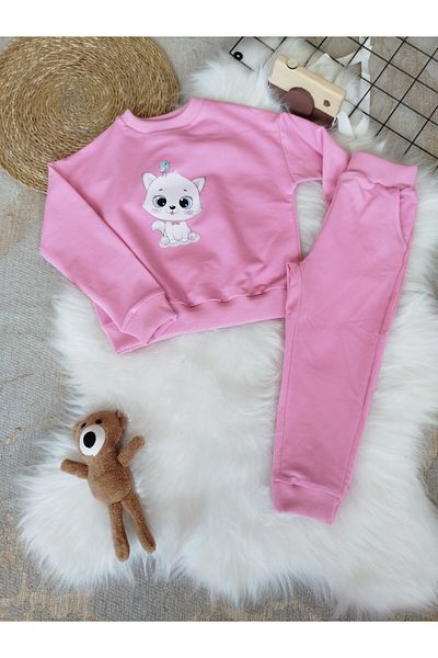 renkli diyar Girl's Tracksuit Set - Printed, Nursery Kindergarten Primary School