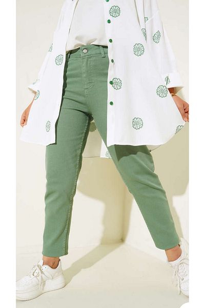 Asia VERDE MOM JEANS PANTALONI DE BLANCI BOYFREND CU LICRA CU TALIE ÎNALTĂ