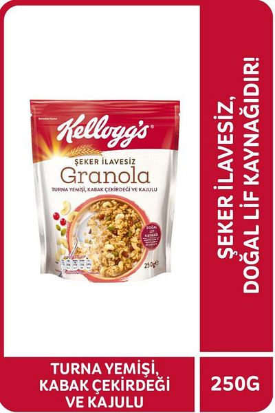 Kellogg's 250 Gr Granola Crane Food - No Added Sugar, with Pumpkin Seeds and Cashew, Contains 42% Oat, L