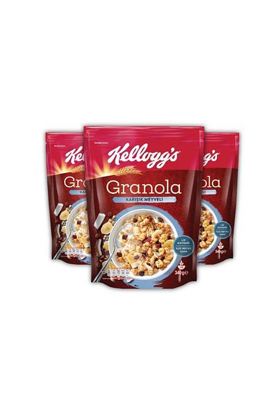 Kellogg's 340 g X3 Fruity Granola - 45% Oats, 20% Dried Fruit, Fiber Source