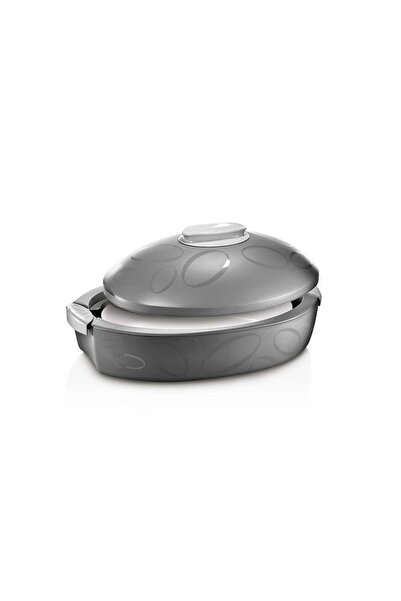 Enjoy طبق تقديم حراري من توتو كالدو، رمادي، حاوية تقديم عازلة وأنيقة