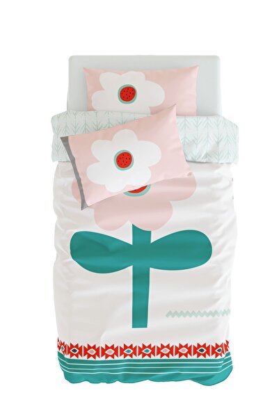 itsybitsy Çift Taraflı Organik Tek Kişilik Çocuk Nevresim Takımı - Çiçek Dese...