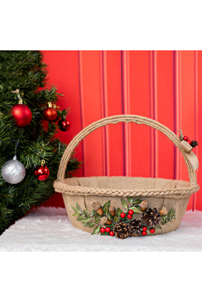 ARDIÇ Yılbaşı Temalı Jüt Sepet 36x30 cm – Hediyelik ve Dekoratif Sepet