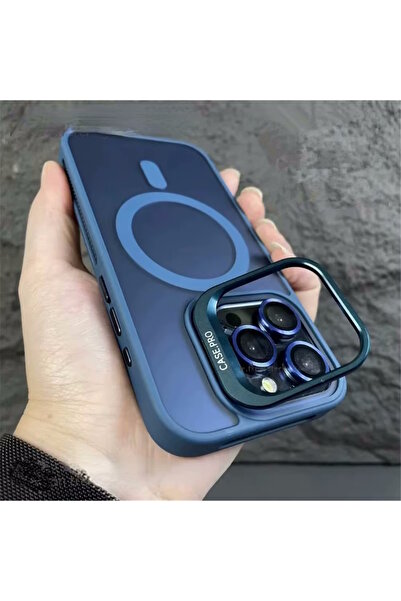 m.tk moveteck Apple İphone 16 Pro Max Uyumlu Kılıf Standlı Mat Magsafe Metal Tuşlu Kamera Lens Hediyeli Flet Kapak