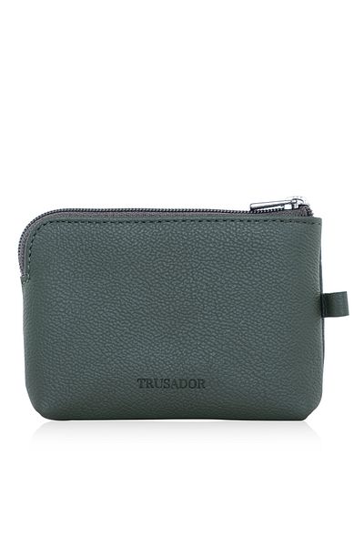 Trusador Milano Green Zipper Mini Size Pouch Wallet Unisex Γνήσιο δέρμα Rfid Protected
