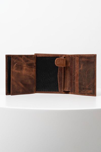 BAYDERİ Мъжки портфейл Santo с малък слот за карти и естествена кожа