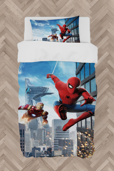 BEBEK VE ÇOCUK ODASI Iron Man ve Spider Man Desenli Nevresim Takımı BMN-8362
