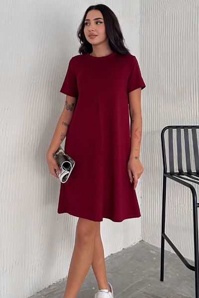 Ded COLLECTION Rochie scurtă de damă, cu gât rotund, cu mânecă scurtă, din țesătură modal, cu cusături în față