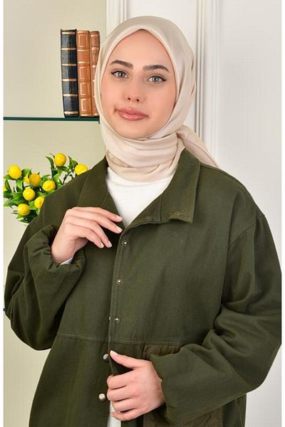 BURDEN IPEK Beige Colored Janjan Satin Evening Dress Scarf