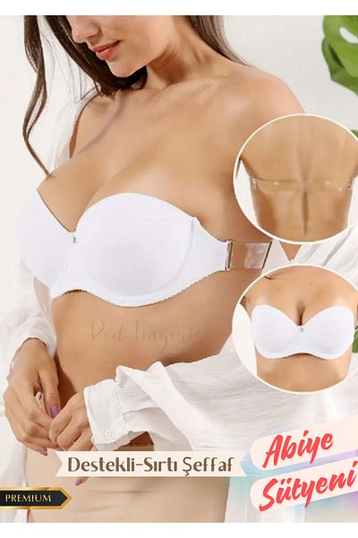 red iç giyim Strapless Transparent Bra - Supported and Suitable for Wedding/Engagement/Kina