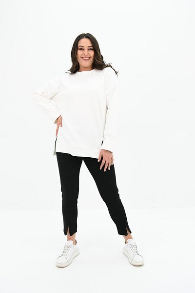 Koza Butik Women's Large Size Oversize Slit Detail Sweatshirt 1865-25
