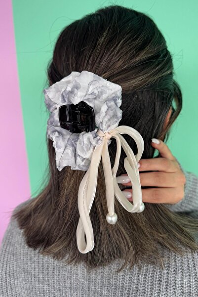 TAKIŞTIR Gray Color Pearl Detailed Peg/Simit Buckle