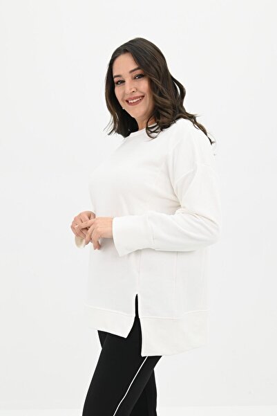 Koza Butik Women's Large Size Oversize Slit Detail Sweatshirt 1865-25