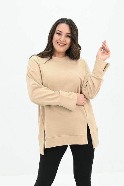 Koza Butik Women's Large Size Oversize Slit Detail Sweatshirt 1865-25