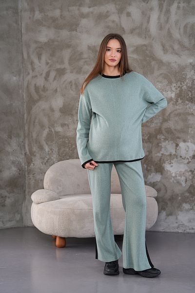 Miss Dünya Lissa Maternity and Maternity Neck and Leg Stripe Soft Fabric Long Sleeve Tracksuit Set