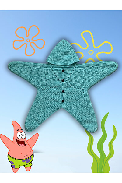 luzweel Unisex El Örgüsü Süngerbob & Patrick Yıldız Bebek Tulum ve Şort Seti - Şirin ve Renkli