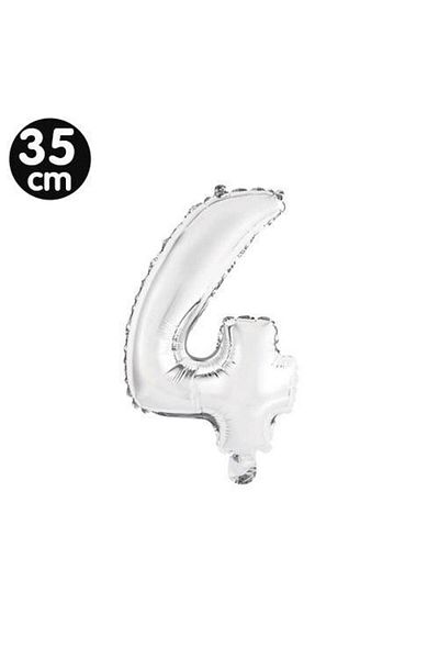 Parti Dükkanım 4 Number Foil Balloons Silver (35 cm)