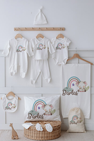 Astral Baby İsimli %100 Organik Pamuk 12'li Hastane Çıkışı Yavru Sevimli Fil ...