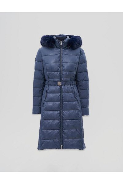 Kayra Μπλε Navy Faux Fur Hooded Anorak παλτό