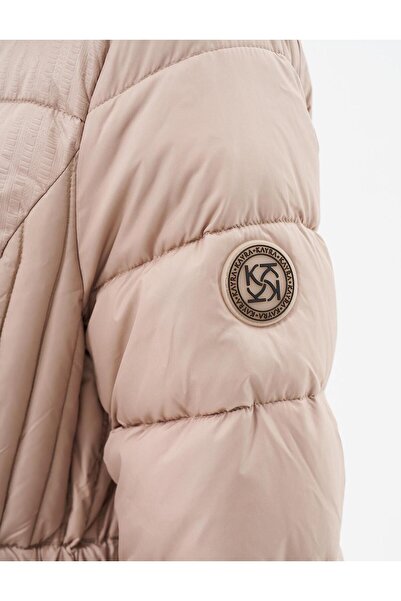 Kayra Μπεζ παλτό Anorak με κουκούλα από ψεύτικη γούνα