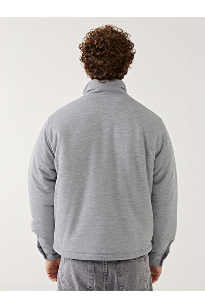 LC Waikiki Γκρι ανδρικό παλτό άνετο και ελαφρύ ψηλός λαιμός