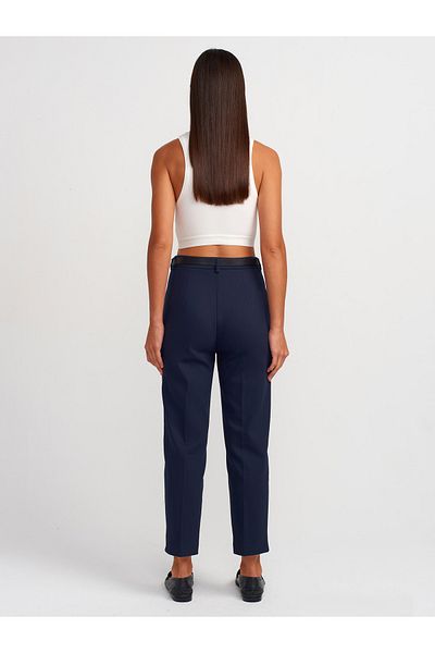 Dilvin 71521 Belted Smart Pants-Navy