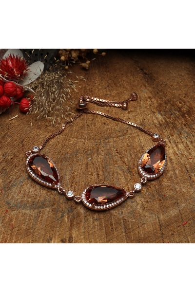 Sima Silver Gümüş Damla Sultanit Taşlı Rose Model Kadın Asansörlü Bileklik