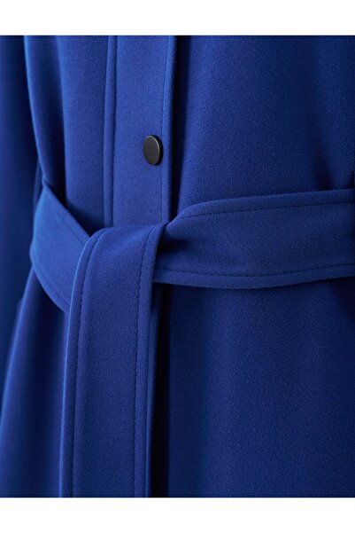 Kayra Saks Stamp Coat - Stand Collar and Off Shoulder