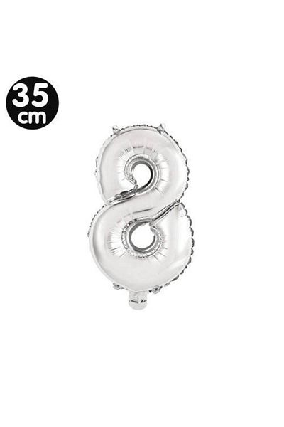 Parti Dükkanım 8 Number Foil Balloons Silver (35 cm)