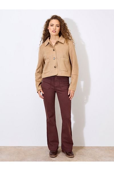 Apricot Jacke aus Wildlederimitat
