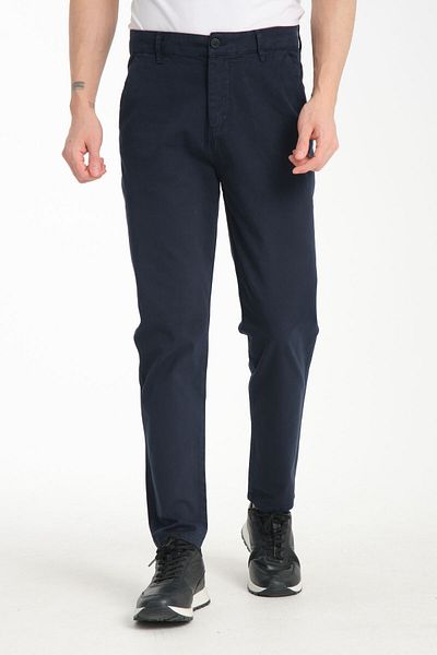 muzzo jeans High Waist Cotton Navy Blue Chino Trousers
