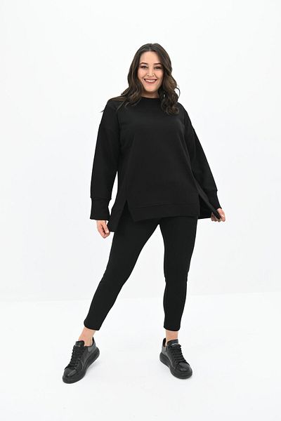 Koza Butik Women's Large Size Oversize Slit Detail Sweatshirt 1865-25