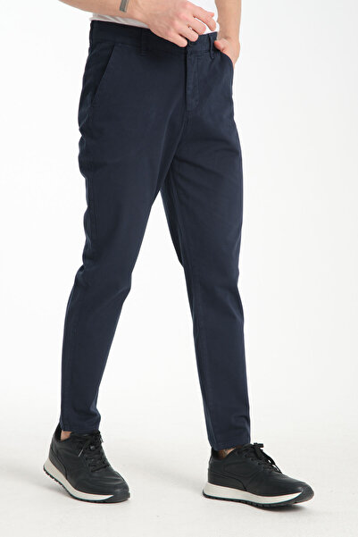muzzo jeans Yüksel Bel Pamuklu Lacivert Chino Pantolon