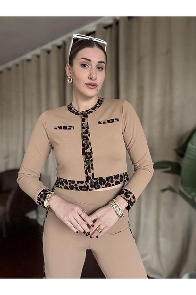 KASİDE Leopard Stripes Bottom Top Suit
