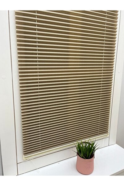 YAZAR HOME Kahve-Krem Kırçıllı Katlanır Cam Balkon Perdesi-Ofis Perdesi-Ev Pe...