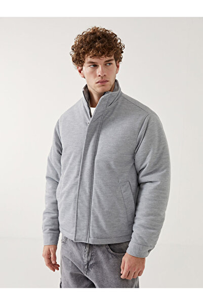 LC Waikiki Γκρι ανδρικό παλτό άνετο και ελαφρύ ψηλός λαιμός