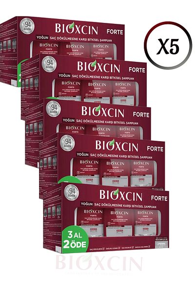 Bioxcin Forte Intensive Anti-Shedding - Shampoo 3X300 ml (5 Pcs) - for All Hair Types