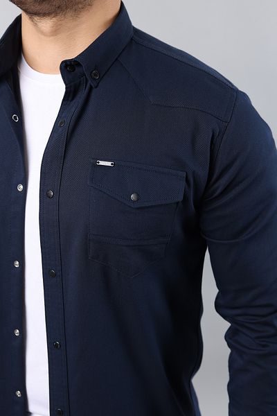 Artı1 Ανδρικό Slim Fit Slim Fit Βαμβακερό τζιν πουκάμισο