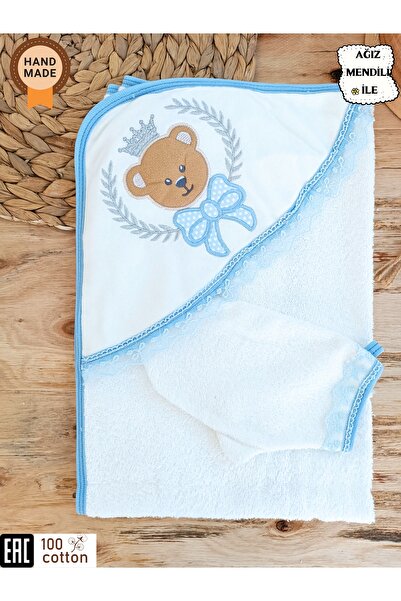 Tomuycuk منشفة حمام للأطفال مصنوعة من القطن بنسبة 100% - منشفة ناعمة ومطرزة على شكل دمية دب ماصة للماء