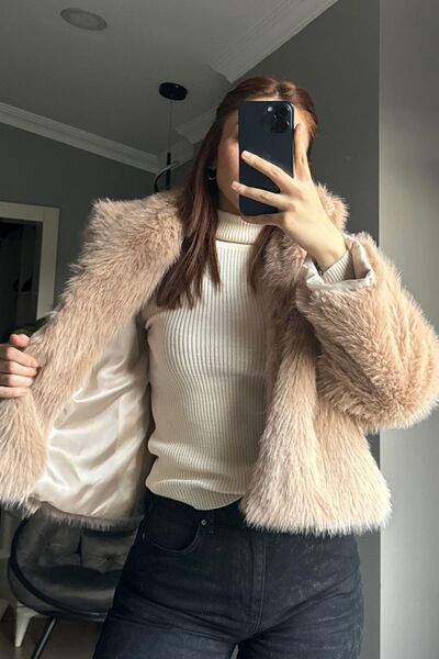 Qenz Κοντή γούνα με κρυφή τσέπη -Mink