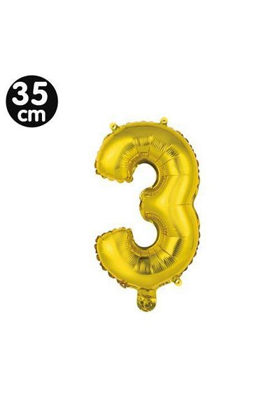 Parti Dükkanım 3 Number Foil Balloons Gold (35 cm)