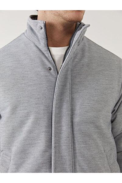 LC Waikiki Γκρι ανδρικό παλτό άνετο και ελαφρύ ψηλός λαιμός