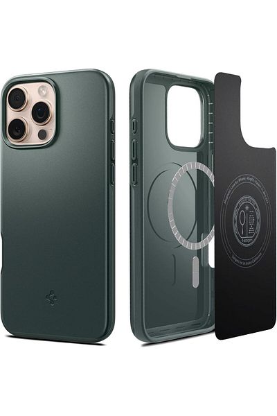 Spigen Thin Fit MagFit designed for iPhone 16 PRO case cover [MagSafe compatible] - Abyss Green