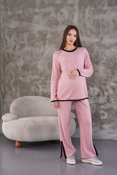 Miss Dünya Lissa Maternity and Maternity Neck and Leg Stripe Soft Fabric Long Sleeve Tracksuit Set