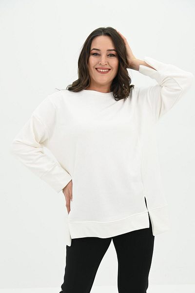 Koza Butik Women's Large Size Oversize Slit Detail Sweatshirt 1865-25