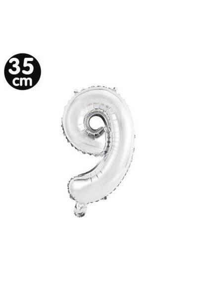 Parti Dükkanım 9 Number Foil Balloons Silver (35 cm)