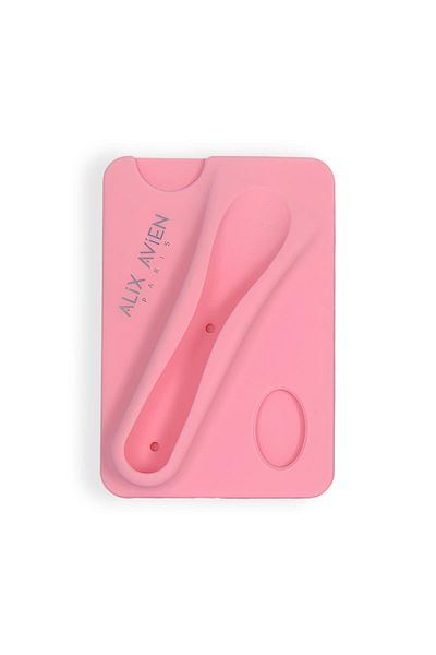 Alix Avien Pink Lipstick Compartment Silicone Phone Case - Silky Care Lipgloss Silicon Case Pink