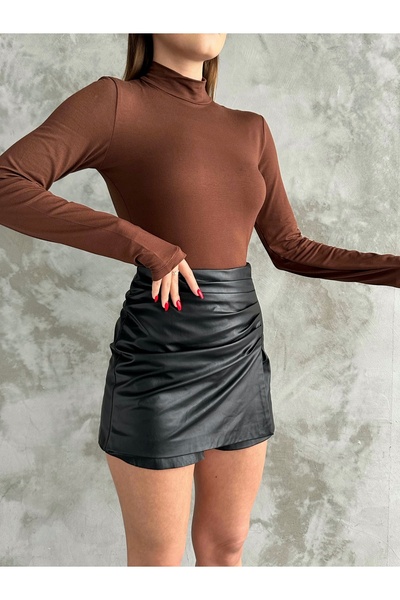 modazoom Γυναικείο κορμάκι με λεπτομέρεια σε καφέ χρώμα