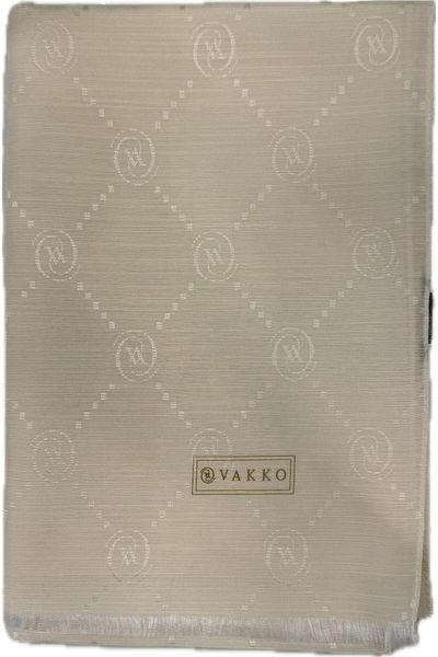 Vakko Şal cu monogramă din bumbac, mătase, 40753-ecru
