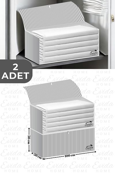 Evida 2 Pieces Anthracite Striped Large Quilt Scrap - 100X50X50 cm - under the Base - Clothing - Large Quilt Scrap